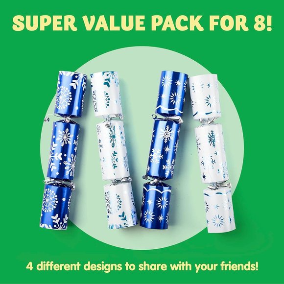 8 Pack Christmas Party Table Favor with Blue & White Snowflake Design with Party - Picture 8 of 9